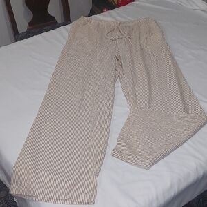 Double Zero Tan and White Striped Pants